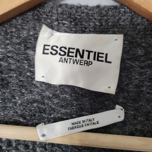 Essentiel Antwerp Charcoal Gray Knit Mohair Blend Cardigan - Picture 8 of 11